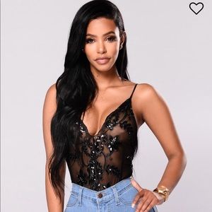 Karissa Sequin Bodysuit- FASHION NOVA